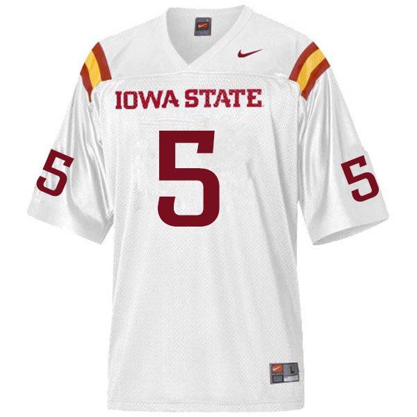 Men #5 John Kolar Iowa State Cyclones College Football Jerseys Sale-White